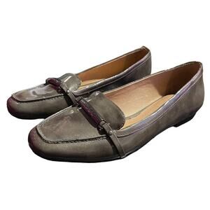 Antonio Melani Size 7M Patent Leather Loafers Annette Gray Silver Womens Shoes